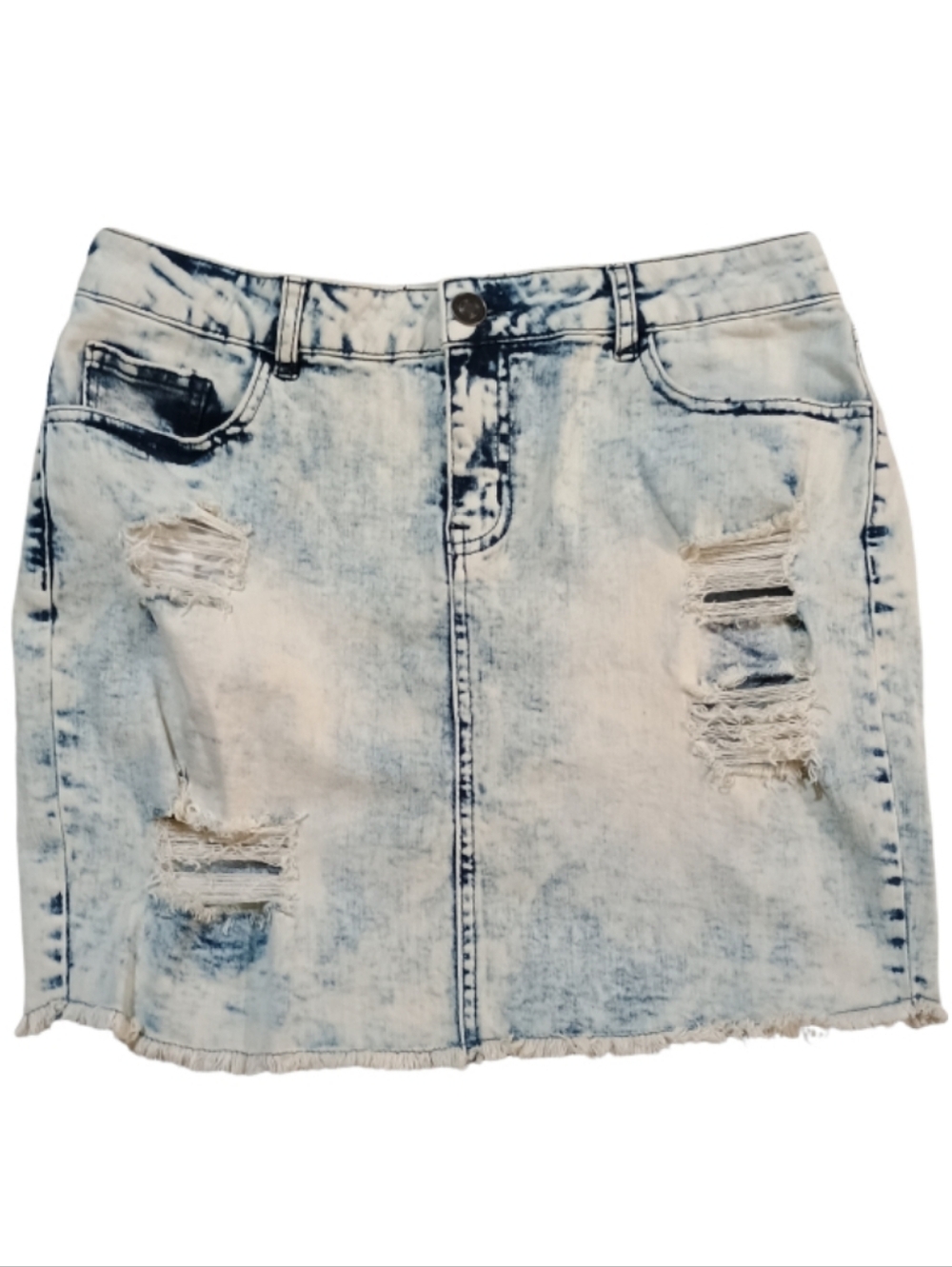 Rue21 Light Blue Distressed Denim Mini Skirt